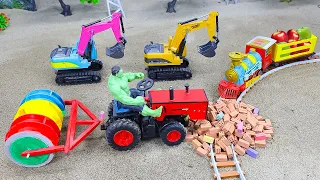 Diy tractor mini Bulldozer to making concrete road | Construction Vehicles, Road Roller #45