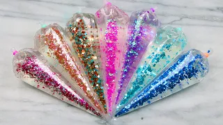 Making Colorful Glitter Slime with Piping Bags! Most Satisfying Slime ASMR Video #2!