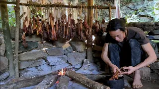 Smoked Wild Boar Meat For Winter Warmth, Survival Instinct, Wilderness Alone, survival, Episode 168