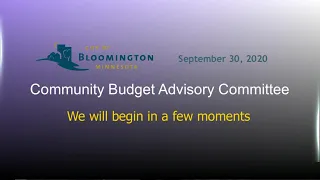 September 30, 2020 Community Budget Advisory Committee Meeting