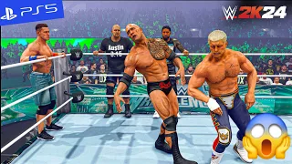 Cena Stone Cold & Jey Help Cody Fight Roman Rock Jimmy & Solo - WWE 2K24 Gameplay | PS5" [4K60]