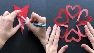 How to Make a Simple and Easy Paper Snowflake (out of hearts!) Beginner-friendly and fun