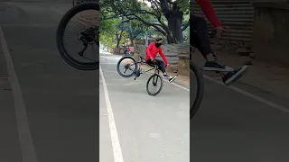 mtb stunt 💯 low chair stoppie on machanical brake#shorts #cycling
