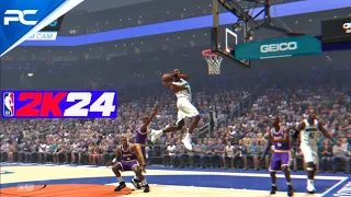 NBA 2K24 RETRO MOD GAMEPLAY | Kobe Bryant ROOKIE HORNETTS EXPLOSIVE REALISTIC DUNK HIGHLIGHT