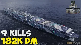 World of WarShips | Shōkaku | 9 KILLS | 182K Damage - Replay Gameplay 4K 60 fps