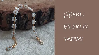 KOLAY ZARİF VE ŞIK KRİSTALLİ ÇİÇEK BİLEKLİK YAPIMI / CRYSTAL FLOWER BRACELET MADE