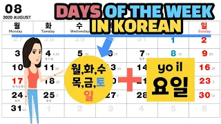 Days of the Week in Korean / Korean Vocabulary / Learn Korean Days of the Week / Korean Test & Write