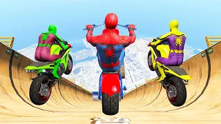 GTA 5 Rainbow Spiderman Motorcycle Ragdoll Jumps/Fails Episode 6 (Euphoria Ragdolls, Fails, Stunts)
