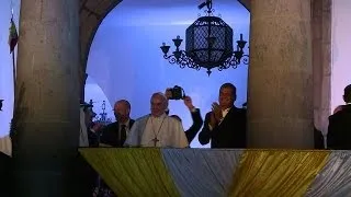 Pope visits cathedral in Ecuadoran capital Quito