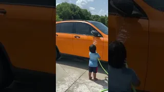 Caught son washing our car 🤣 #shorts