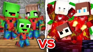 Mikey Family SPIDERMAN vs JJ Family IRON MAN Survival Battle in Minecraft ? (Maizen)