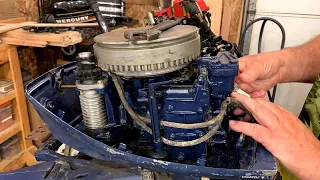 1972 Evinrude Fisherman 6 hp How to replace starter rope, Ignition points, and water pump