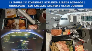 14 Hours in SINGAPORE AIRLINES Airbus A350-900 Economy Class | Singapore-Los Angeles|Flight Vlog #12