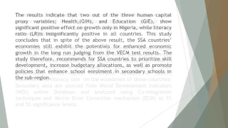 Effect of Government Human Capital Investment on Economic Growth in Sub Saharan Africa Evidence from