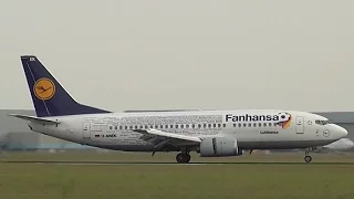 Lufthansa "Fanhansa" Boeing 737-300 D-ABEK Landing at Amsterdam Airport Schiphol (DutchPlaneSpotter)