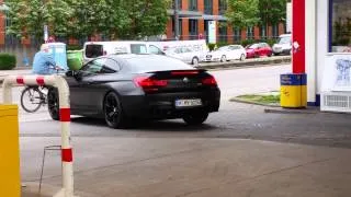 Matt Black BMW M6 Coupé Driving Out Of Gas Station In Munich! 2160p 4k UHD!