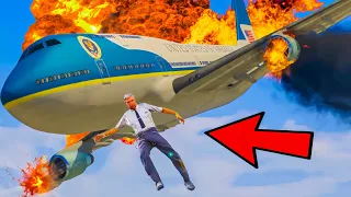 Pilot Falls Out of Burning Airbus 747 After Crashes Mid Air With Airplane   GTA 5