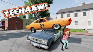 BeamNG.drive - GENERAL LEE VS ANGRY KAREN DRIVERS!