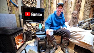 Building a TINY LOG HOUSE!!! (100% reclaimed material)