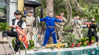 Nerf Guns War :  S.W.A.T Seal Team Nerf Guns Battle Big Boss Black Hat Summer Vacation Trainning