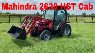 Mahindra 2638 HST cab tractor with loader