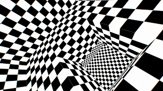 Inside 3D Black and White Checkerboard Optical Illusion Endless Room 4K UHD 60fps 1 Hour Video Loop