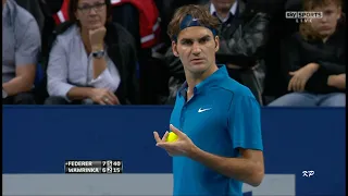 Roger Federer rightfully gives point to Stan Wawrinka - Basel 2011