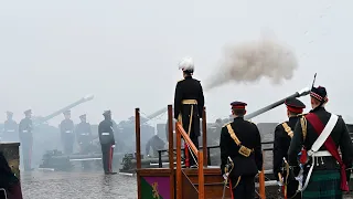 First Anniversary of The Coronation: Royal Gun Salute at Edinburgh Castle for the King and Queen