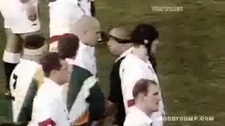 Richard Cockerill stands up to Norm Hewitt Haka in 1997