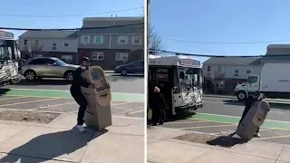 Guy Tries To get ATM Machine On Bus