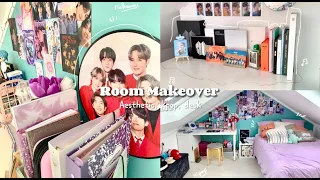 ROOM MAKEOVER 💗 aesthetic kpop room, desk makeover, kpop Albums, unboxing, pinterest, atipical room