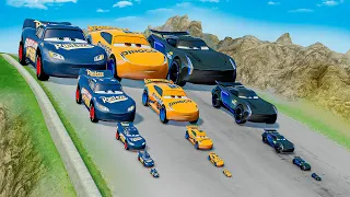 Big & Small Lightning McQueen Fabulous vs Big & Small Cruz Ramirez vs Jackson Storm vs RACE OF DEATH