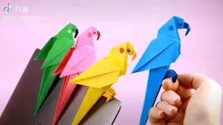 Làm con vẹt từ giấy- Handmade paper craft - Xếp giấy origami Nhật Bản - Origami Parrot Tutorial