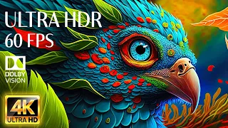 4K HDR 60fps Dolby Vision with Animal Sounds & Calming Music (Colorful Dynamic)