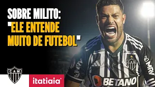 ATACANTE HULK CELEBRA A VITÓRIA NA ESTREIA E ELOGIA GABRIEL MILITO: "BOM TRABALHAR COM CARA ASSIM"