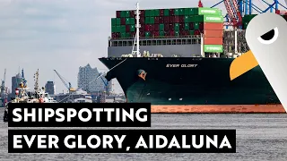 Shipspotting ⚓️ Bubendey-Ufer mit 🛳️ AIDAluna, Ever Glory, Skalar, Bügeleisen und Beluga ✈️