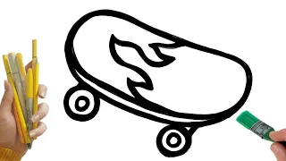 Easy Skate drawing,painting and colouring for kids,toodles ideas for kids,DIY for kids,somser artist