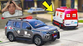 GTA V : MOD POLICIA - ROTA NA PERSEGUIÇÃO DA AMBULÂNCIA DO SAMU ROUBADA ( TROCA DE TIROS )