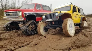 Tires from FOAM vs. TRACK ... Comparison test in the mud truck. Traxxas vs MST offroad 4x4