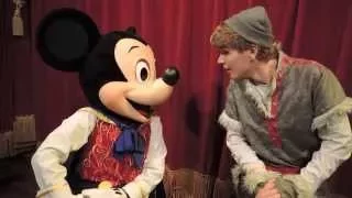 Kristoff visits Mickey Mouse before the Mickey's Not So Scary Halloween Party 2014