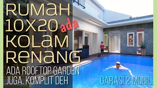 DESAIN RUMAH 10x20m dengan Kolam Renang kayak di Film [kode 249B]