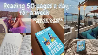 reading 50 pages a day for a WEEK to get out of a book slump | Spoiler Free Reading Vlog!