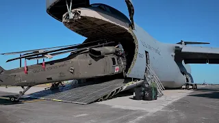 UH-60 Black Hawk helicopter onto a C-5 Super Galaxy