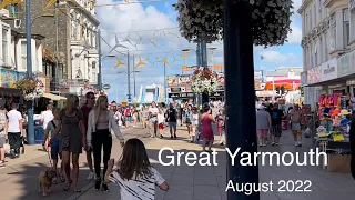 Great Yarmouth England 🏴󠁧󠁢󠁥󠁮󠁧󠁿, beach and town centre walk, Saturday 27/08/2022