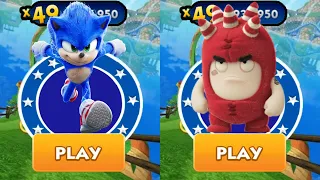 Sonic Dash vs Oddbods Turbo Run - Movie Sonic vs All Characters Unlocked All Bosses Babble Eggman