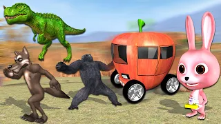 Remote car Amazing funny video || Rabbit vs Gorilla dinosaur and Wolf comedy video by Mr Lavangam