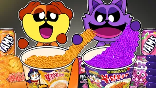 Convenience Store ORANGE PURPLE Baby Dogday VS Baby Catnap MUKBANG | POPPY PLAYTIME Animation | ASMR