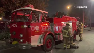 1970 Crown Coach fire pumper at 4 alarm fire in Anaheim, CA