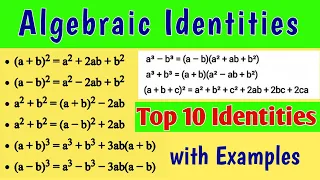 Top 10 Algebraic Identities with Examples | Basic algebra formula