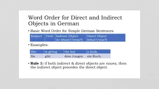 Word Order for Direct and Indirect Objects in German